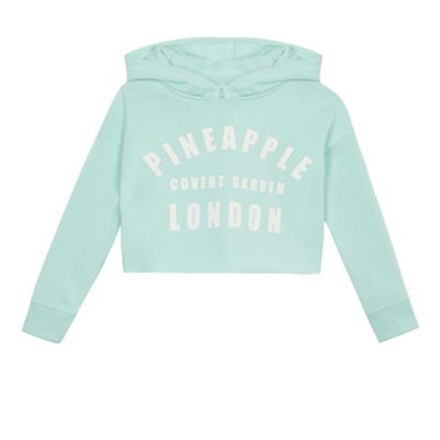 Pineapple Girls' aqua blue oversized crop hoodie